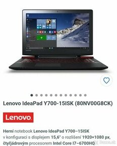 Herný Notebook Lenovo Y700-15ISK - 1