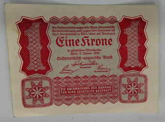 Predam bankovku Eine Krone, Rakusko 1922