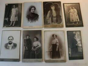 Staré fotografie na kartóne - kabinetky 8ks - ženy
