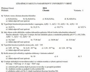 MUNI lekárska fakulta prijímačky (medicina podklady) - 1