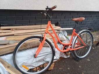 Dámsky retro bicykel oranžový.  Plne funkčný. - 1