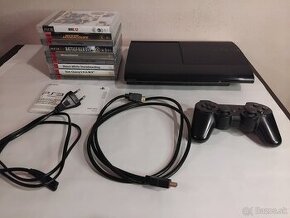 PS3 Super Slim 500GB + Ovládač + 9 hier - Dobry stav