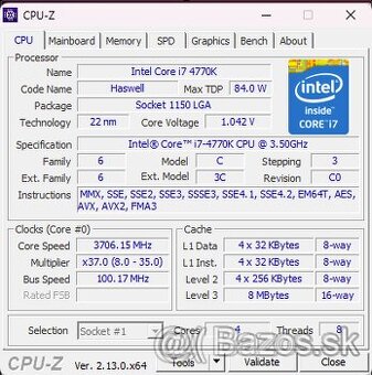 CPU i7-4770K, 3633 MHz (37 x 98)