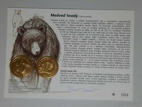 Autorská karta 5€ minca medveď bocian