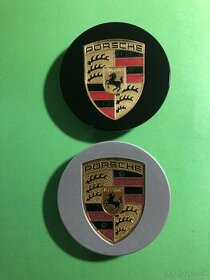 Stredové krytky Porsche - priemer 56,65 a 76 mm čierné/sivé - 1