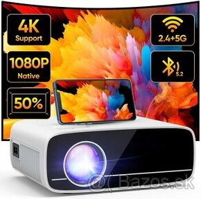 4K Mini Projektor 1080p 350 ANSI / BT 5.2 / 5G WiFi