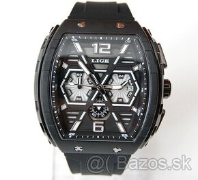 LIGE 89108 Black LED Chronograph - pánske fashion hodinky