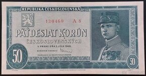 50 KORÚN ČSR ROK 1948 VZÁCNA SÉRIA A8 M.R.ŠTEFÁNIK-PERFOROVA