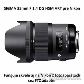 Predané SIGMA 35mm F 1.4 DG HSM ART pre Nikon + FTZ Nikon Z