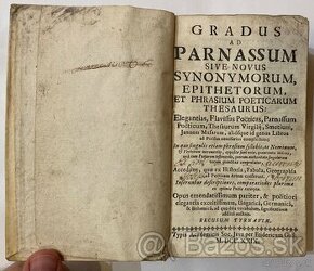 (trnavská tlač/slovníky) Gradus Ad Parnassum, 1729