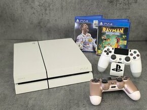 Playstation 4 500GB biele, 2 ovládače a hry Fifa 18 a Rayman - 1