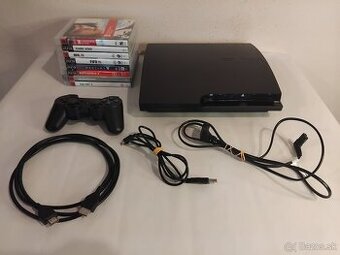 PS3 Slim 160GB + Ovládač + 8 hier - 1