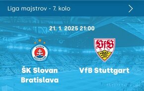 Predam vstupenku na zapas Slovan Bratislava vs. Vfb Stuttga