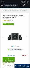 Vykonne 2.1 PC reproduktory Logitech Z623 THX 200W RMS - 1