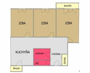 3-izbový byt s balkónom / 70 m2 / - Čadca