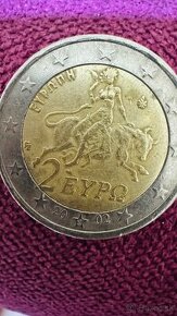 2€ 2euro mince Grécko 2002 s chybna razba