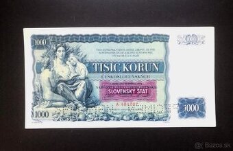 1000 korun 1934,pretisk SS,nadherny stav  Vzacna  - 1