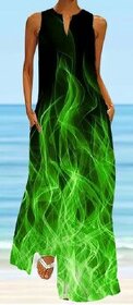 Čierno zelené letné maxi šaty, v. 2XL/3XL, v. 50/52 - 1