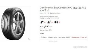 Predám Continental EcoContact 6 Q 255/45 R19 100T