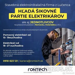 Hľadáme elektrikárov Nemecko/Belgicko/Slovensko