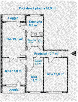 4-izbový byt s 2 loggiami