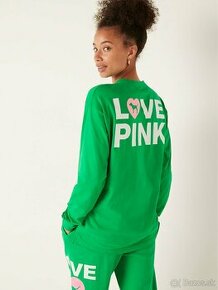 Victoria’s Secret Pink zeleny natelnik s trblietavym logom - 1