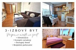 Klimatizovaný svetlý 3-izbový byt s balkónom PET FRIENDLY