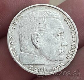 Predám strieborné mince 2 Mark 1937-39 - 1