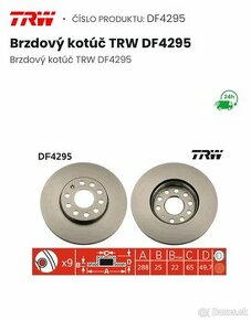 Predné brzdové kotúče TRW DF4295