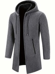 mäkkučký teplý pánsky kabát s kapucňou XL