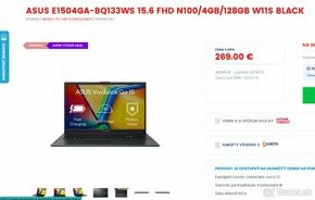 notebook Asus Vivobook 15.6 FHD N100/4GB/128GB W11S BLACK - 1