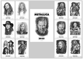 unikátny kalendár kreslený portrétov Metallica