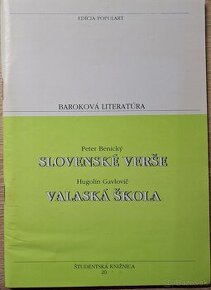 P. Benický - Slovenské verše, H. Gavlovič - Valaská škola