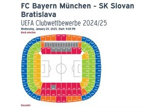 vstupenky na zápas LM Bayern Mníchov - ŠK Slovan Bratislava