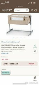 KINDERKRAFT Postieľka detská polohovateľná Neste Up Beige