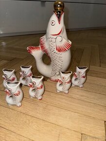 Porcelánová ryba s pohárikmi