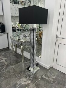 Zrkadlová stojacia lampa s kryštálmi Glamour Premium čierna