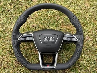 AUDI sportovy S volant kozeny zrezany perforovany