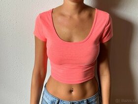 Ružový croptop veľkosť S - 1