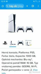 PS5 slim z mechanikou 2 ovladače nova nerozbalena