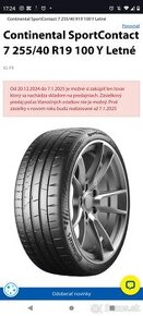 Continental SportContact 7.. 255/40 R19  Letné