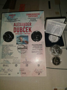 10€ Alexander Dubček, mince v BK, v proof + PL + pamätná 2€