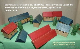 RETRO DREVENÉ KOCKY - domčeky DEDINA - top stav