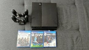 Predám PS4 + Nabíjacia stanica s ovládačmi a 3x hry