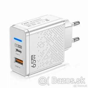 Rýchlonabíjací Adaptér USB-C + USB-A - 65W - biely