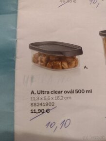 Tupperware Ultra Clear ovál, 500 ml. , nový