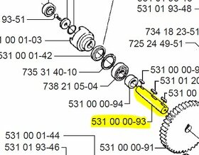 Železný kůň - hřídel hnacích kamenů Husqvarna, Johnsered atd