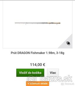 Predám prút Dragon Fishmaker sensitive Jig 1,98m / 3-18g