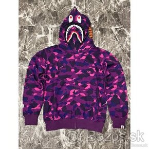 Bape Shark Hoodie Mikina Fialová