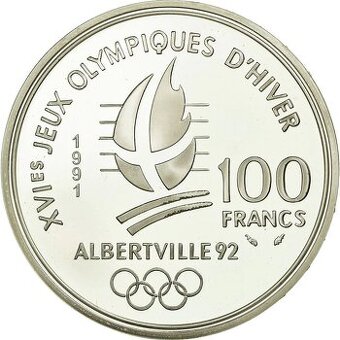 Strieborná minca 100 francs Ski jumping - 1